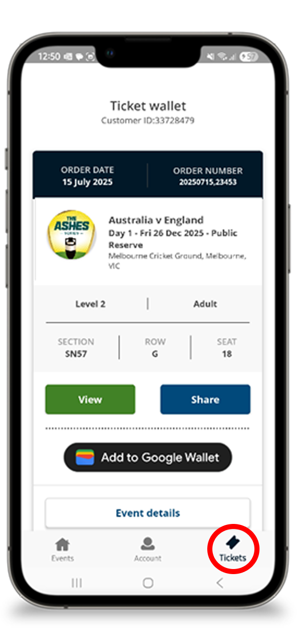 ticketek wallet example imager